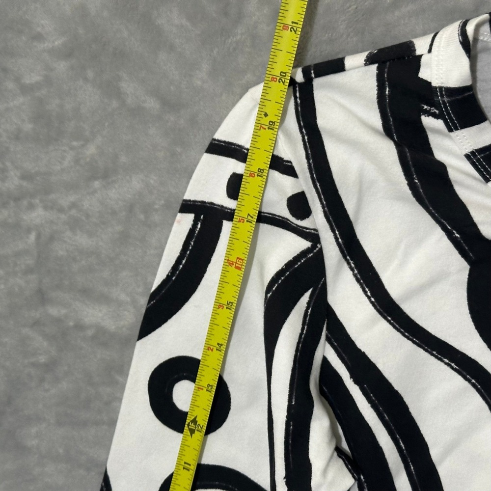 Lot of 2 - Jess & Jane Abstract Geometric 3/4 Sleeve Tops Black White Abstract S - Picture 7 of 15